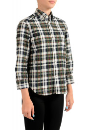 Dsquared2 Women's Plaid Multi-Color 3/4 Sleeve Button Down Shirt Top: Picture 2