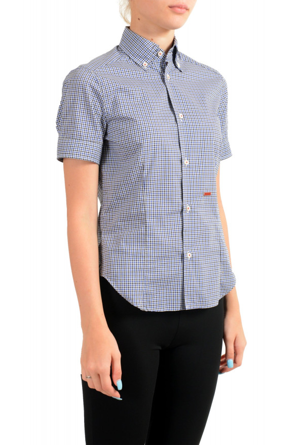 Dsquared2 Women's Plaid Blue Short Sleeve Button Down Shirt: Picture 2