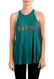 Just Cavalli Women's Embellished Green Blouse Tank Top 