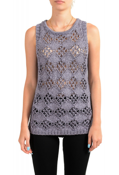 Just Cavalli Women's See Through Knitted Blouse Tank Top 