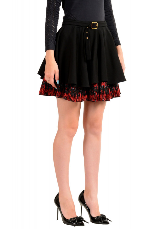 Just Cavalli Women's Black Wool Pleated A-Line Mini Skirt: Picture 2