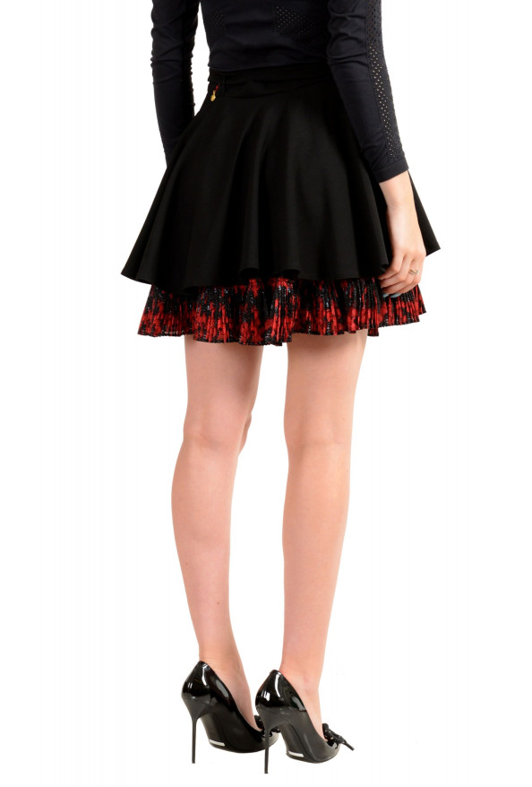 Just Cavalli Women's Black Wool Pleated A-Line Mini Skirt: Picture 3