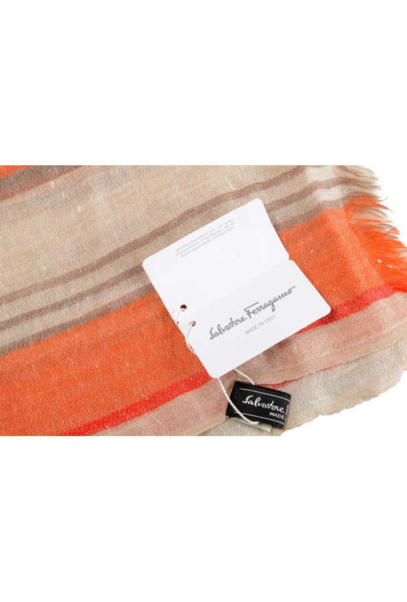 Salvatore Ferragamo Multi-Color Linen Cashmere Striped Shawl Scarf: Picture 4