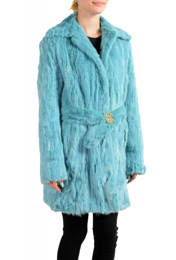 Just Cavalli Women's Blue Belted Mink Fur Coat : Picture 2