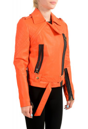 Just Cavalli Women's Bright Orange 100% Leather Bomber Jacket : Picture 2