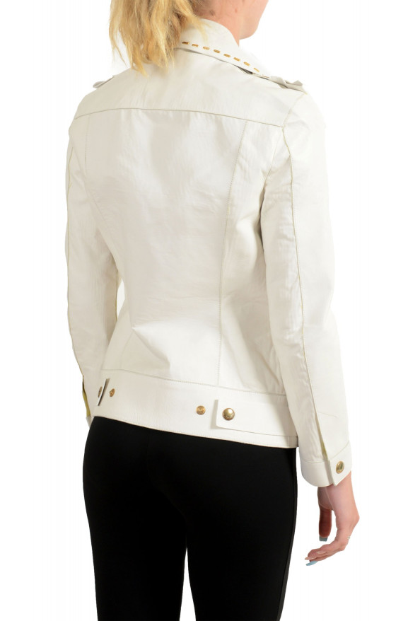 Just Cavalli Women's Ivory 100% Leather Zip Up Blazer Jacket : Picture 3