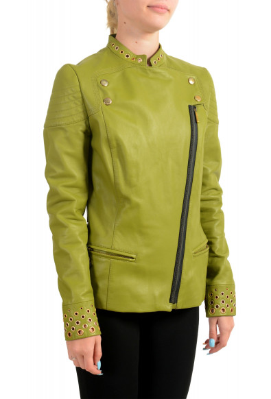 Just Cavalli Women's Olive Green 100% Leather Bomber Jacket : Picture 2