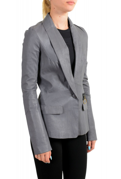 Just Cavalli Women's Gray 100% Leather One Button Blazer Jacket : Picture 2