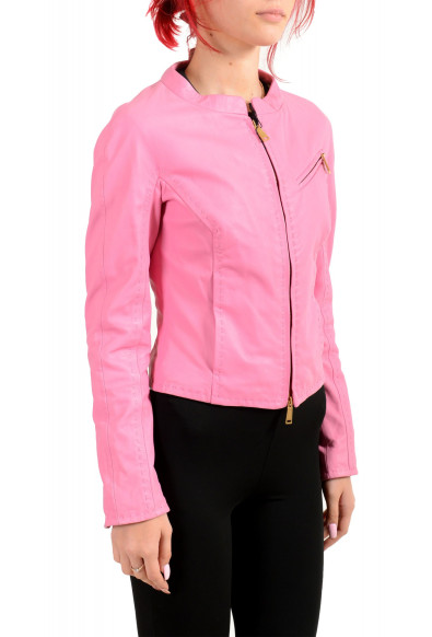 Dsquared2 Women's Pink 100% Leather Full Zip Bomber Jacket: Picture 2