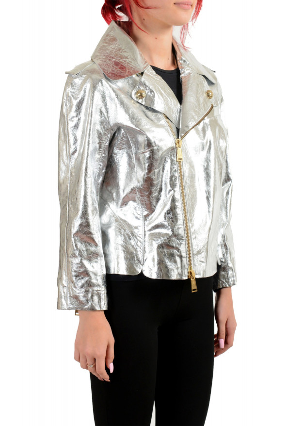 Dsquared2 Women's Silver 100% Leather Full Zip Bomber Jacket : Picture 2