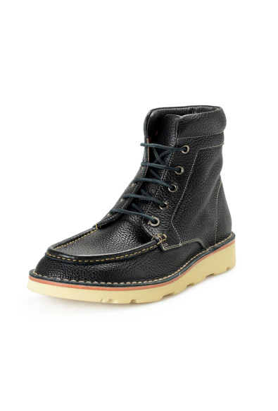 Salvatore Ferragamo Men's "SEVEN 2" Black Pebbled Leather Ankle Boots Shoes