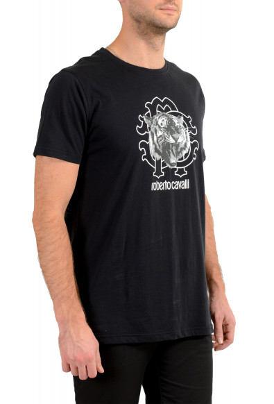 Roberto Cavalli Men's Black Graphic Print Crewneck T-Shirt: Picture 2