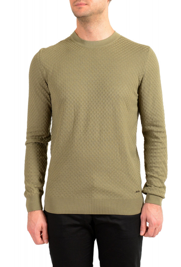 Hugo Boss "T-Pirro" Men's 100% Silk Olive Green Pullover Sweater