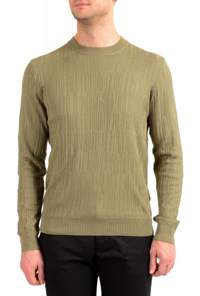 Hugo Boss "T-Piroli" Men's 100% Silk Olive Green Pullover Sweater