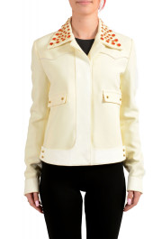 Just Cavalli Women's Ivory Beads Decorated Button Down Jacket 
