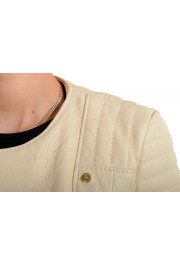 Just Cavalli Women's Ivory 100% Leather Full Zip Bomber Jacket : Picture 4