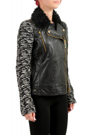Just Cavalli Women's 100% Leather Goat Hair Trimmed Full Zip Jacket: Picture 2