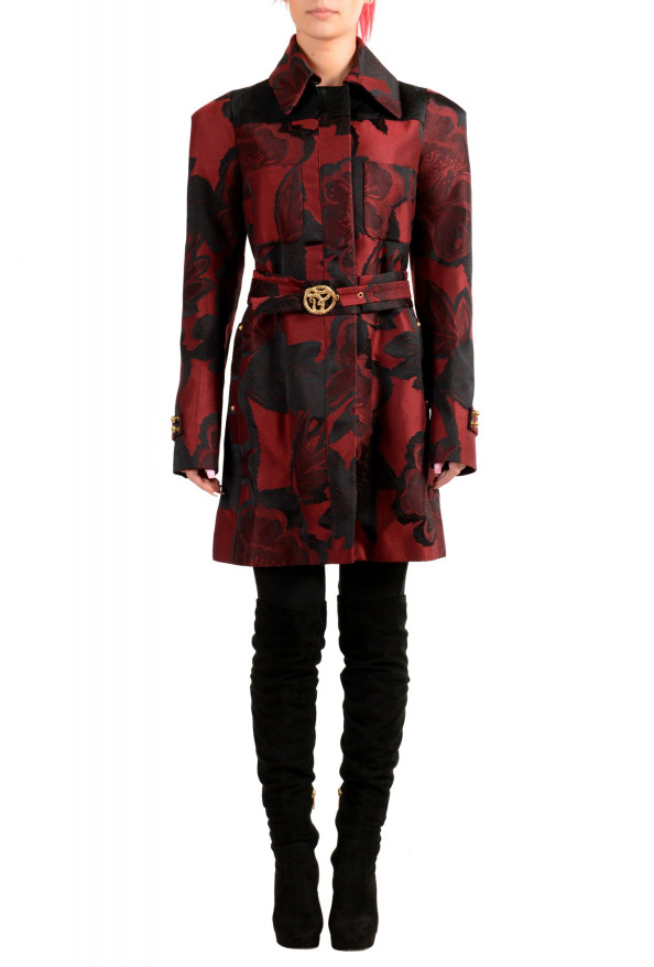 Just Cavalli Women's Multi-Color Floral Print Belted Trench Coat 