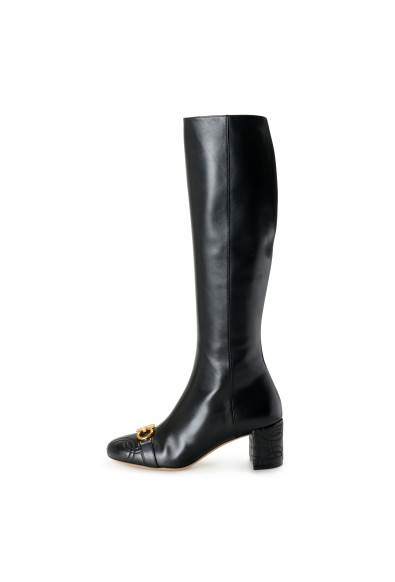 Salvatore Ferragamo Women's "Lilla" Black Logo Decorated Heeled Boots Shoes: Picture 2