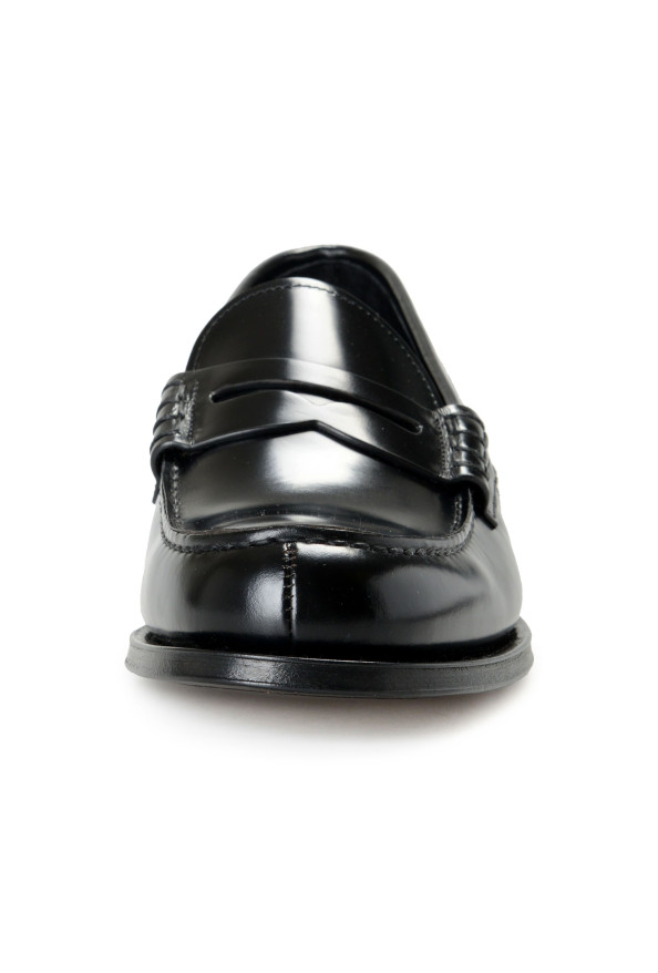 Prada Men's Black Polished Leather Loafers Slip On Shoes: Picture 5