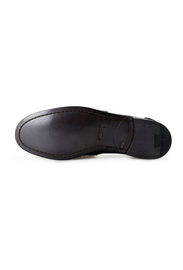 Prada Men's Black Polished Leather Loafers Slip On Shoes: Picture 6