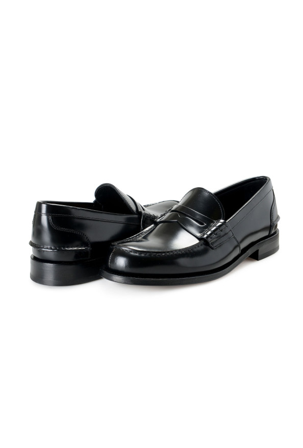 Prada Men's Black Polished Leather Loafers Slip On Shoes: Picture 8