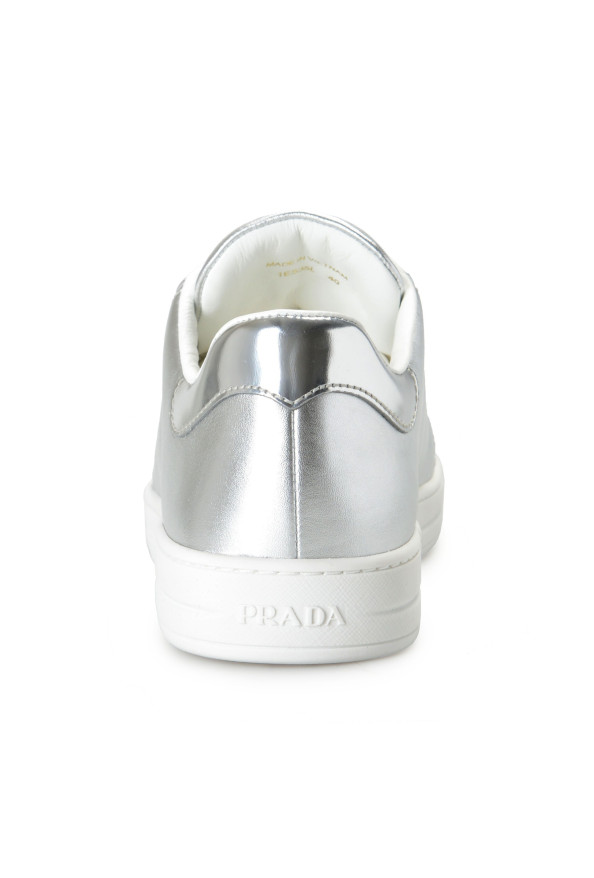 Prada Women's 1E535L Silver Textured Leather Fashion Sneakers Shoes: Picture 3