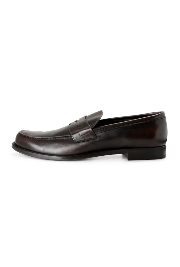Prada Men's Brown Polished Leather Loafers Slip On Shoes: Picture 2