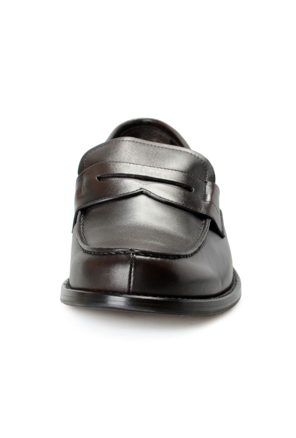Prada Men's Brown Polished Leather Loafers Slip On Shoes: Picture 5