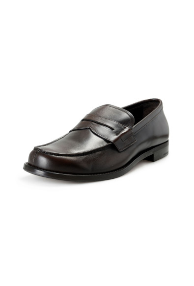 Prada Men's Brown Polished Leather Loafers Slip On Shoes