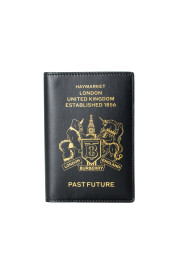 Burberry Black 100% Leather Passport Cover