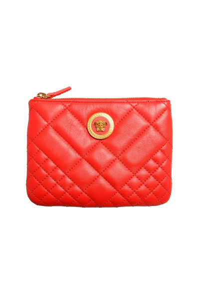 Versace Women's Red Medusa Quilted Leather Small Clutch Pouch Bag