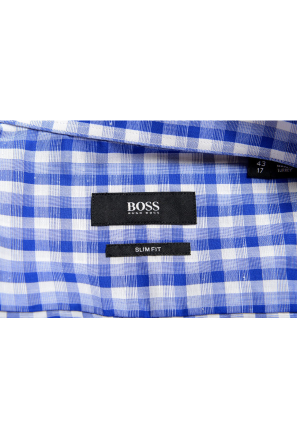 Hugo Boss Men's "Jason" Slim Fit Plaid Linen Dress Shirt: Picture 7