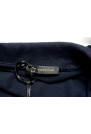 Versace Men's Navy Blue Logo Print Short Sleeve Polo Shirt: Picture 7