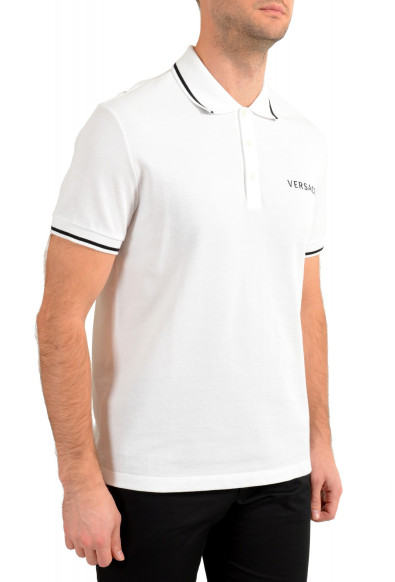 Versace Men's White Logo Print Short Sleeve Polo Shirt: Picture 2