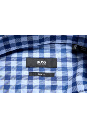 Hugo Boss "Jason" Men's Blue Plaid Slim Fit Long Sleeve Dress Shirt: Picture 9
