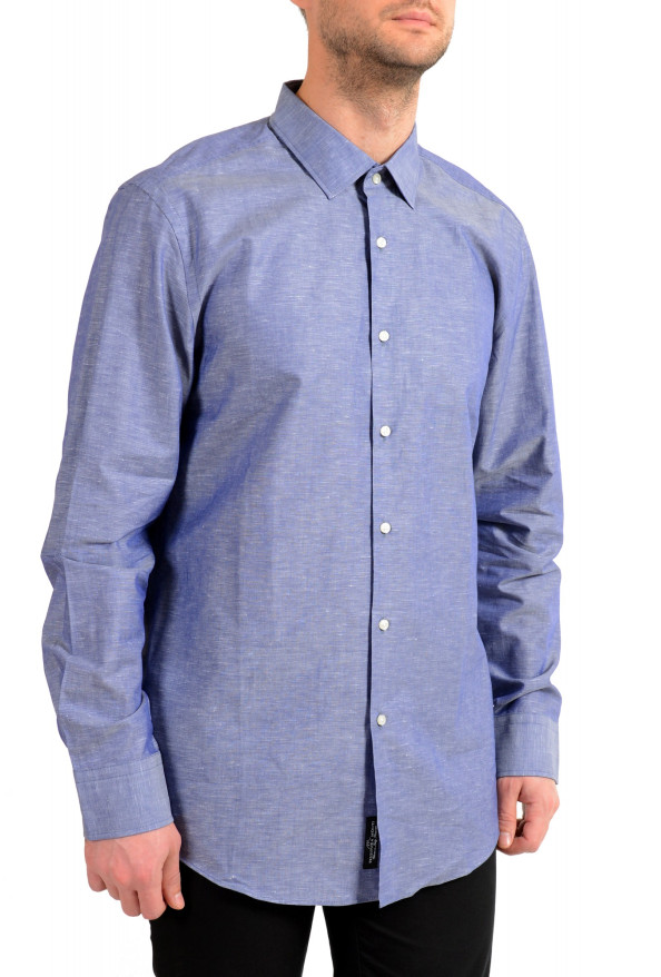Hugo Boss Men's Jenno Slim Fit Linen Blue Long Sleeve Dress Shirt: Picture 2