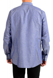 Hugo Boss Men's Jenno Slim Fit Linen Blue Long Sleeve Dress Shirt: Picture 3