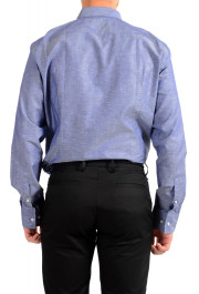 Hugo Boss Men's Jenno Slim Fit Linen Blue Long Sleeve Dress Shirt: Picture 6