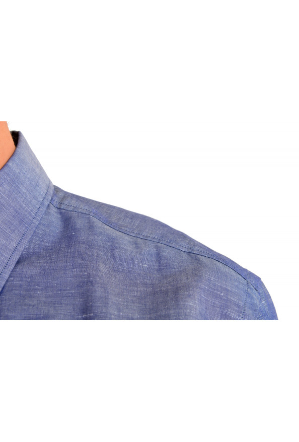 Hugo Boss Men's Jenno Slim Fit Linen Blue Long Sleeve Dress Shirt: Picture 7