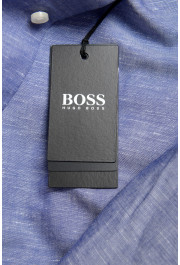 Hugo Boss Men's Jenno Slim Fit Linen Blue Long Sleeve Dress Shirt: Picture 8