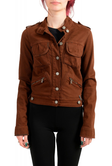 John Galliano Women's Brown Embroidered Button Down Jacket 