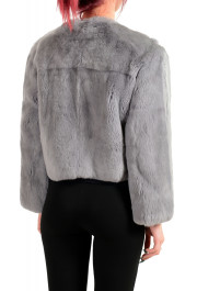 John Galliano Women's Gray Rabbit Hair Cropped Jacket Coat: Picture 3
