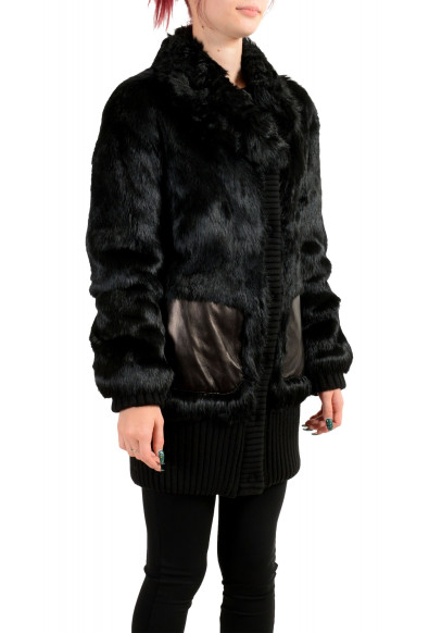 John Galliano Women's Black Rabbit Hair Button Down Jacket Coat : Picture 2