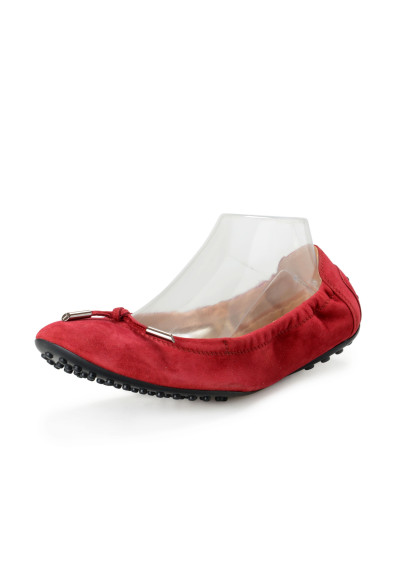 Tod's Women's Burgundy Suede Leather Ballet Flats Driving Shoes 