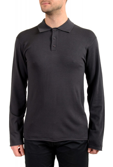 Armani Collezioni Men's Silk Gray Polo Pullover Sweater