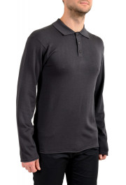 Armani Collezioni Men's Silk Gray Polo Pullover Sweater: Picture 2