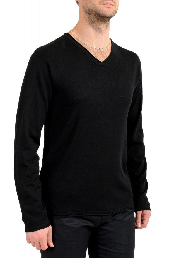 Armani Collezioni Men's Solid Black V-Neck Pullover Sweater: Picture 2