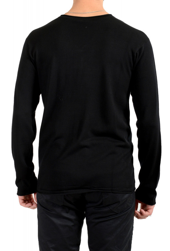 Armani Collezioni Men's Solid Black V-Neck Pullover Sweater: Picture 3