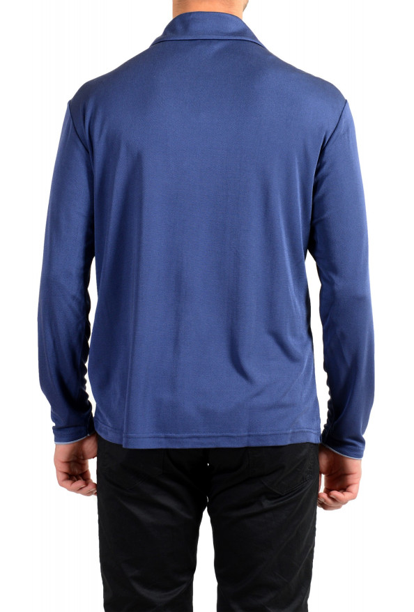 Armani Collezioni Men's Blue 100% Silk Polo Style V-Neck Sweater: Picture 3